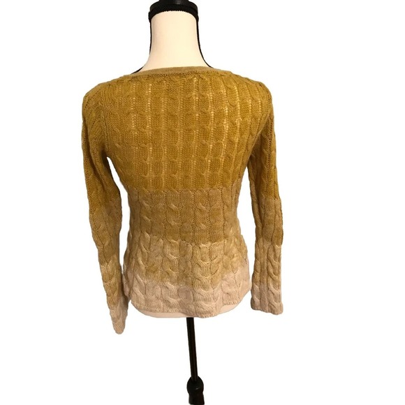 Anthropologie Sparrow Fading Rainbow Ombre Stripe Sweater Yellow Ginger - Picture 2 of 8